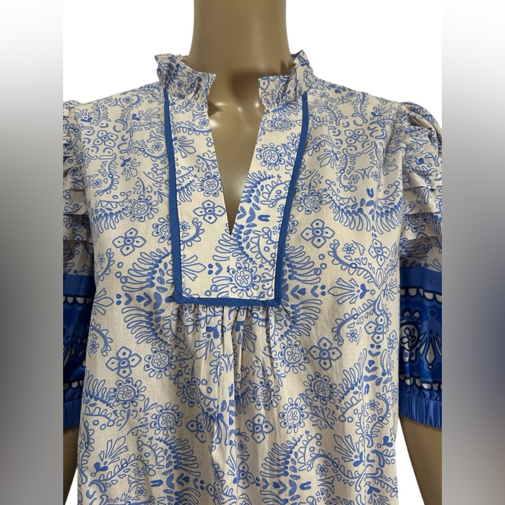 PINCH AVARA Floral Contrast Floral Puff Sleeve Women's Top size XL - Picture 3 of 5